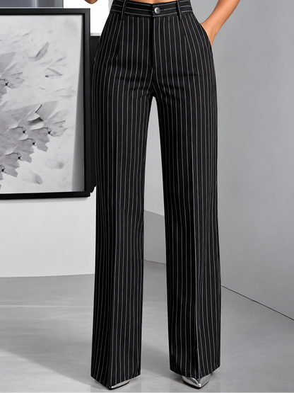 High-Waisted Striped Wide-Leg Pants