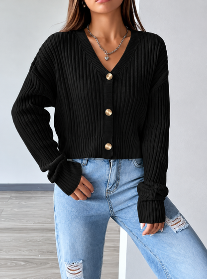 V-Neck Button-Up Cardigan