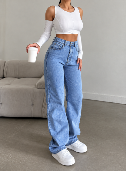 High-Waisted Wide Leg Jeans