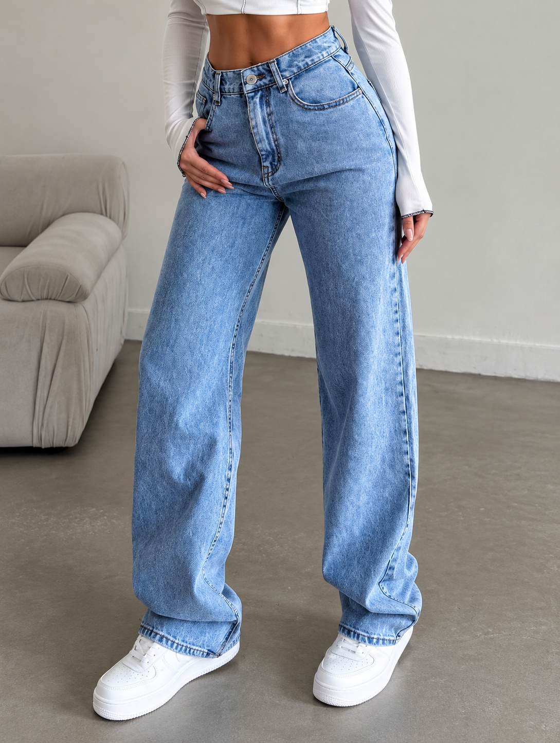 High-Waisted Wide Leg Jeans
