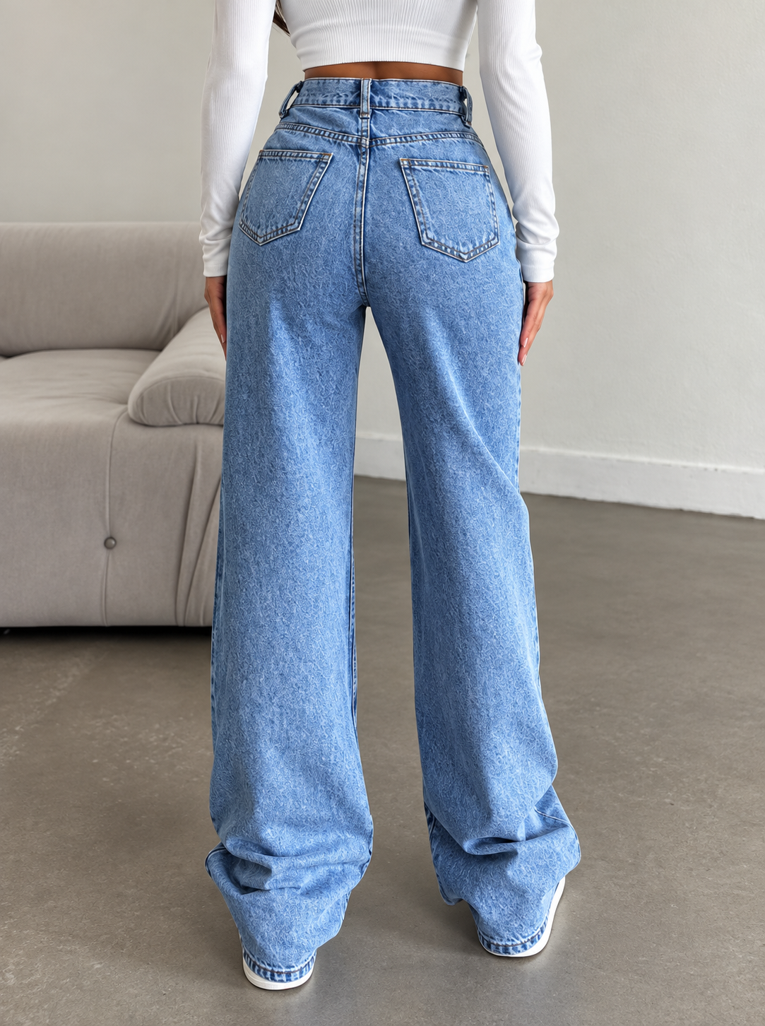 High-Waisted Wide Leg Jeans