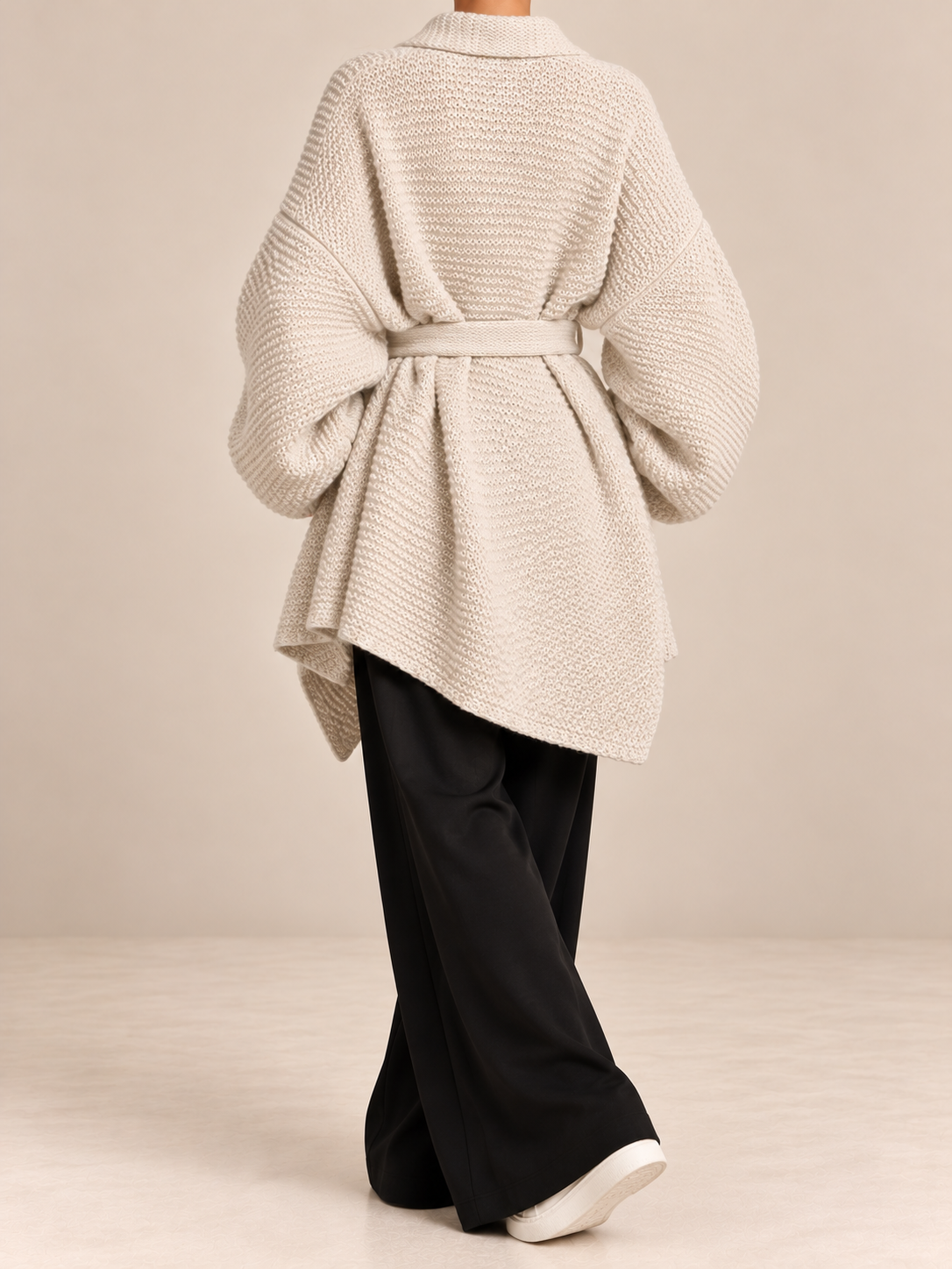 Full Size Belted Open-Front Knit Cardigan (Plus Size included)