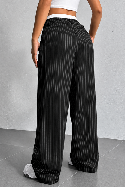 High-Waisted Pinstripe Wide-Leg Pants