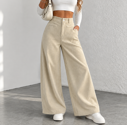 High Waist Corduroy Wide Leg Pants