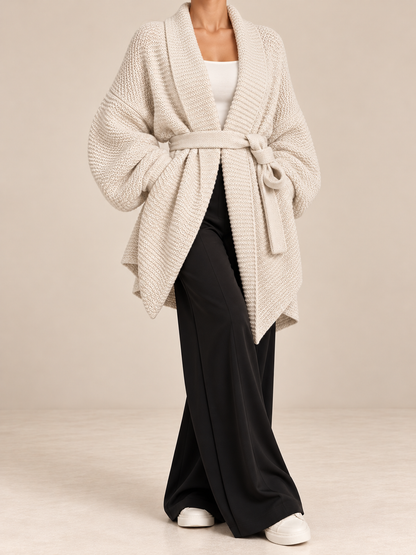 Full Size Belted Open-Front Knit Cardigan (Plus Size included)