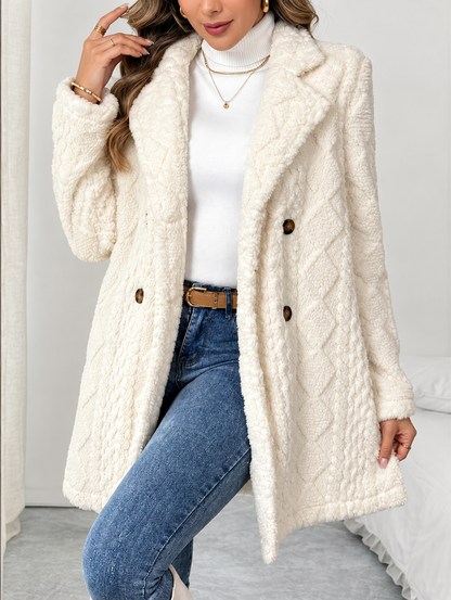Fleece Double-Breasted Longline Coat