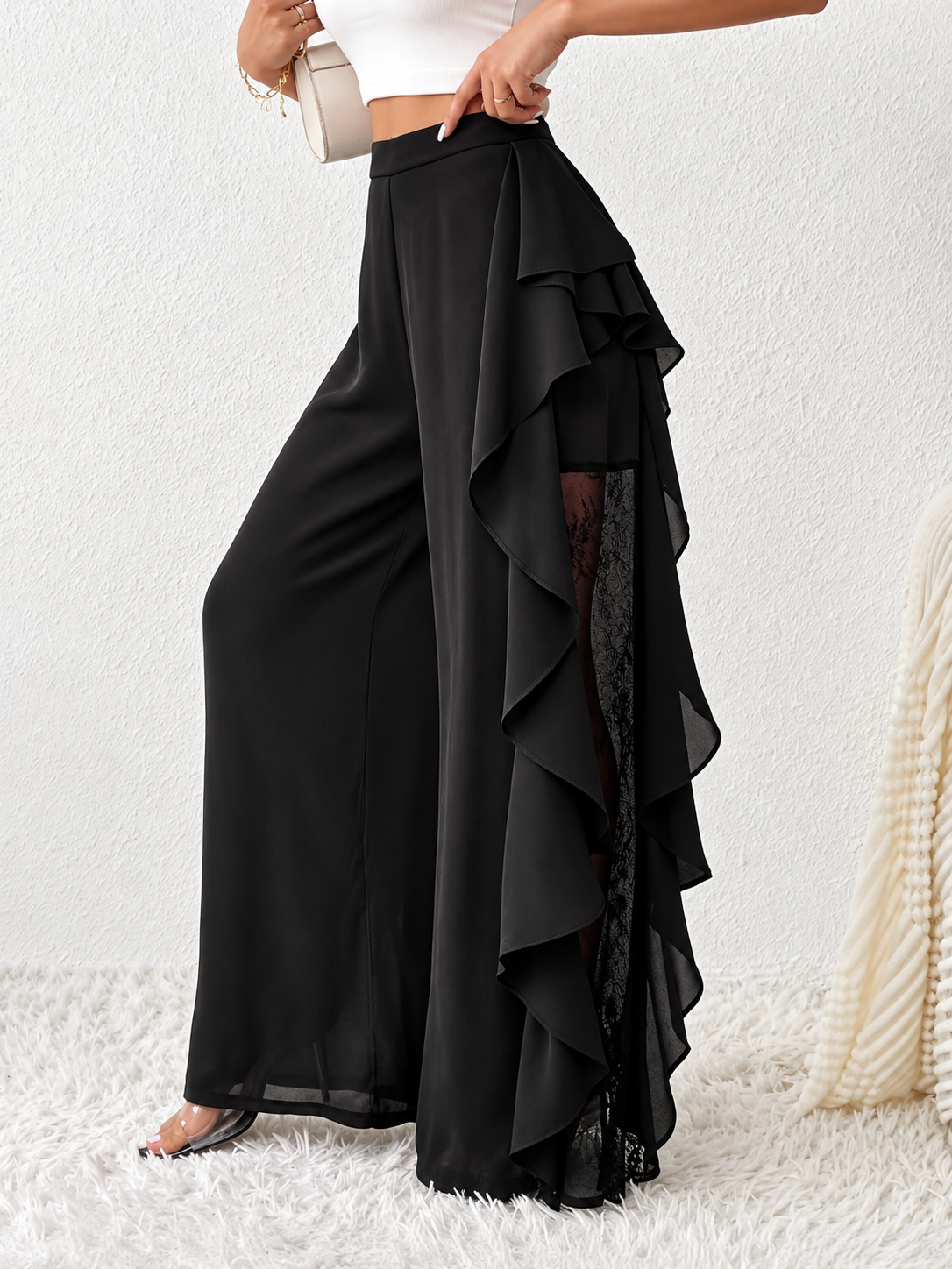 Ruffled Wide Leg Pants