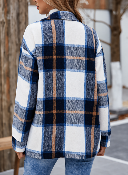 Plaid Button-Up Long Sleeve Shacket