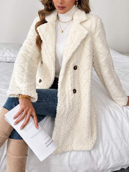 Fleece Double-Breasted Longline Coat