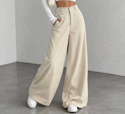 High Waist Corduroy Wide Leg Pants