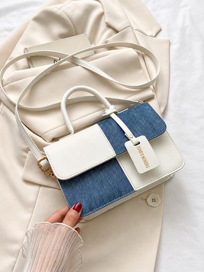 Two-Tone PU Leather Crossbody Bag