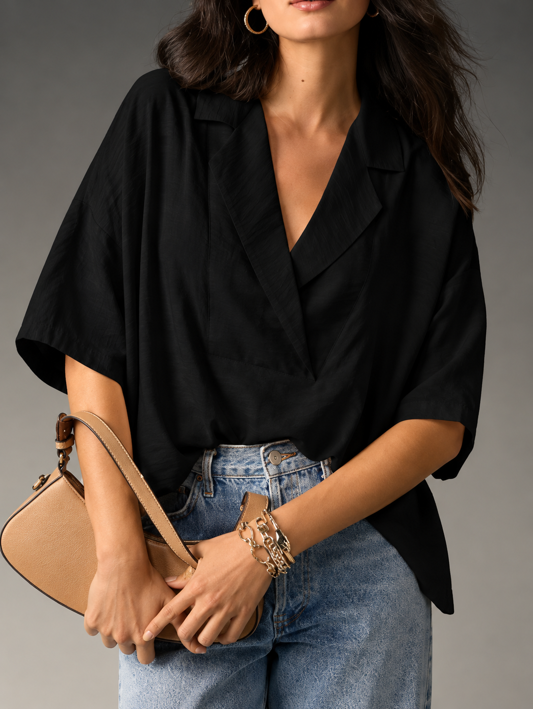 Collared Neck Half Sleeve Blouse