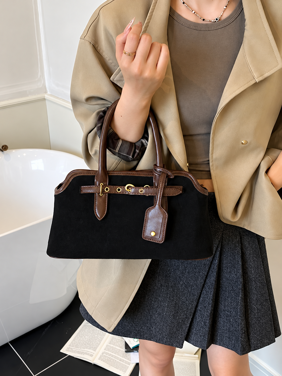 Vintage Buckle Detail Handbag