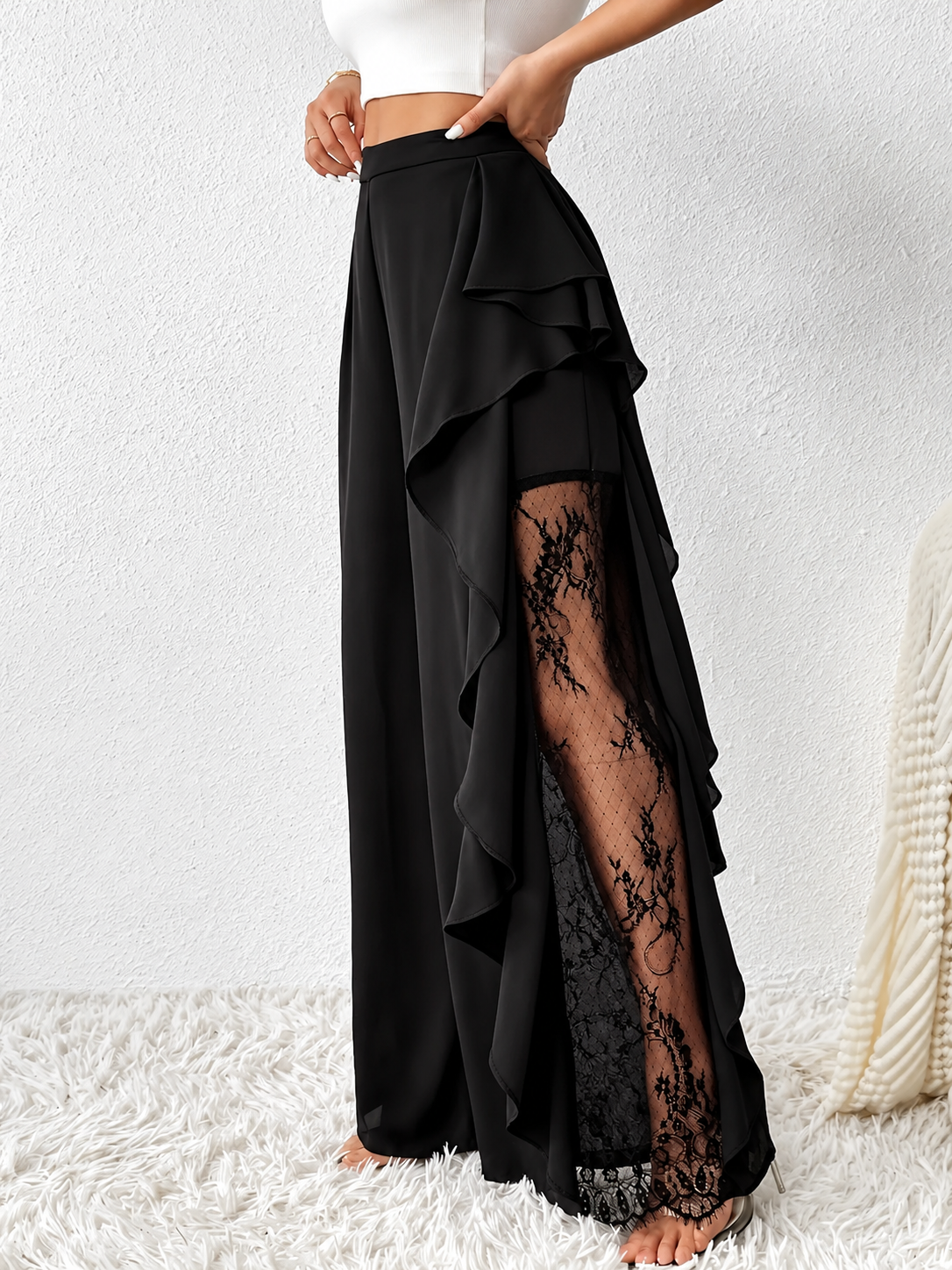 Ruffled Wide Leg Pants