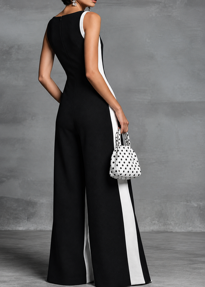 Contrast Trim V-Neck Sleeveless Jumpsuit