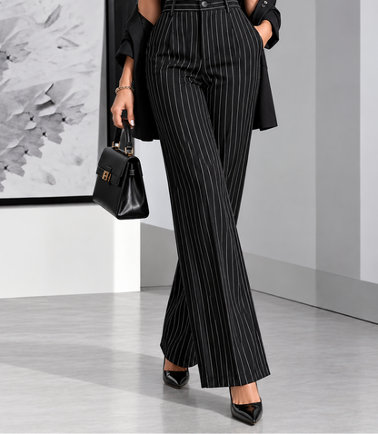 High-Waisted Striped Wide-Leg Pants