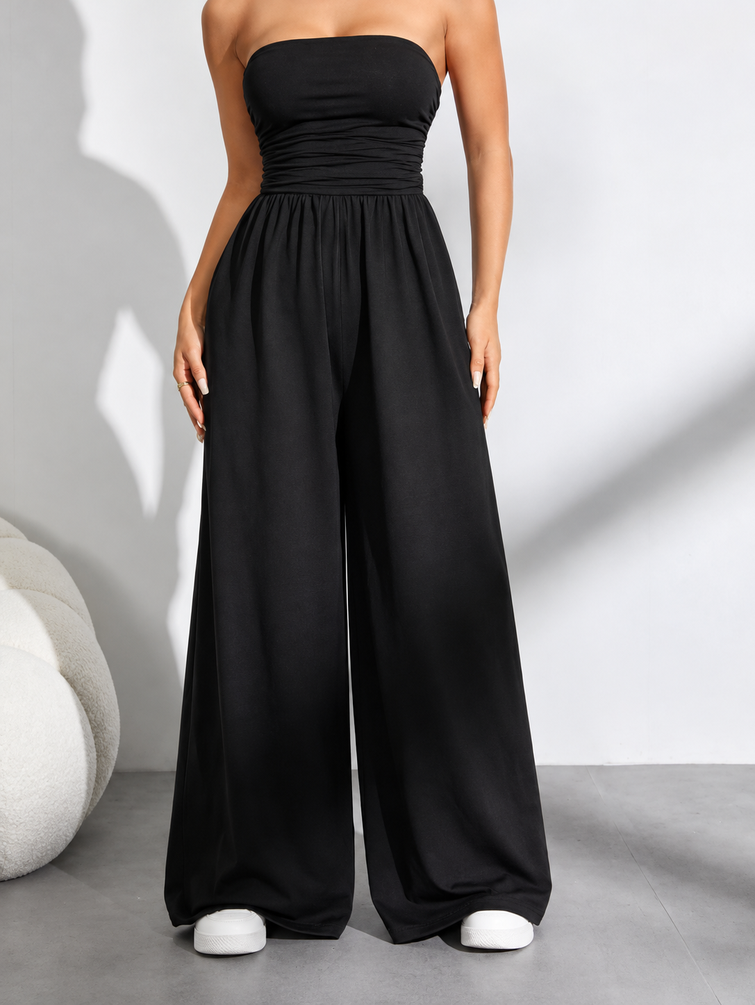 Effortless Chic Tube Top Wide Leg Jumpsuit