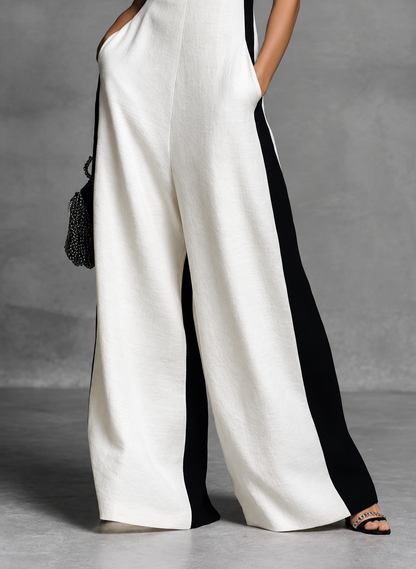 Contrast Trim V-Neck Sleeveless Jumpsuit