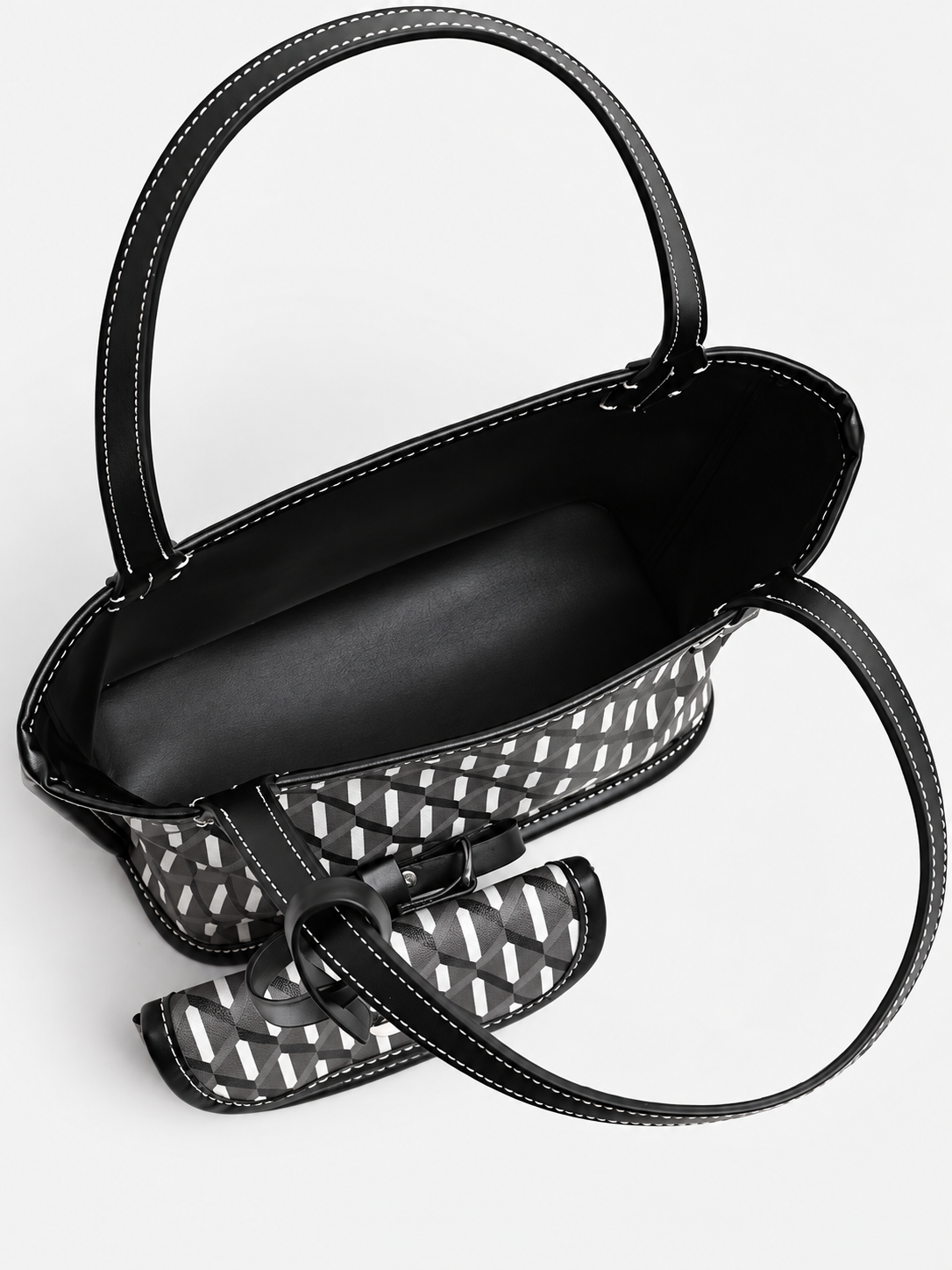 Geometric Handbag with Detachable Purse