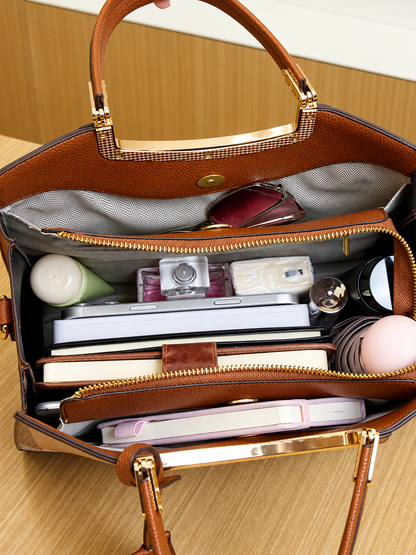 Plaid Top Handle Handbag