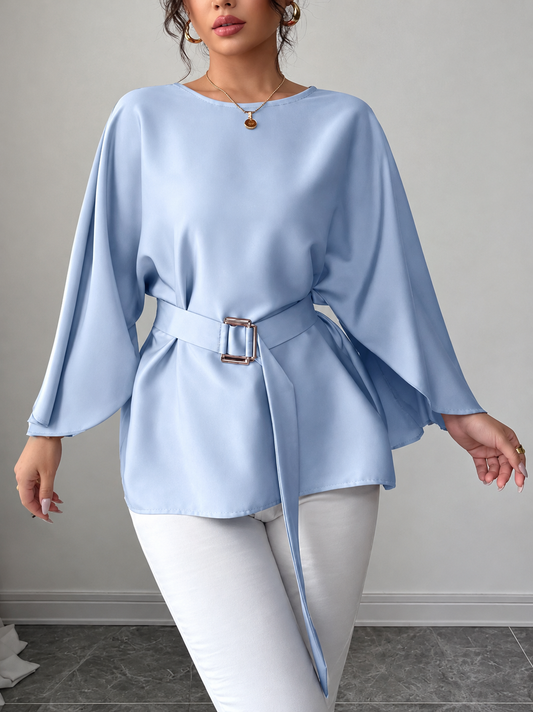 Batwing Sleeve Belted Blouse
