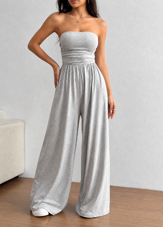 Effortless Chic Tube Top Wide Leg Jumpsuit