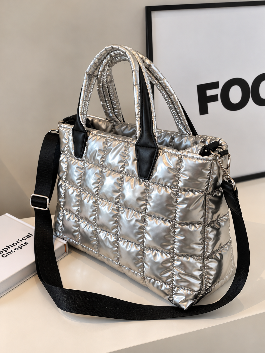 Bubble Textured Tote Crossbody Bag