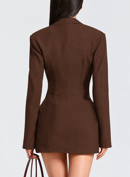 Full Size Blazer-Style Long Sleeve Mini Dress (Plus Size included)