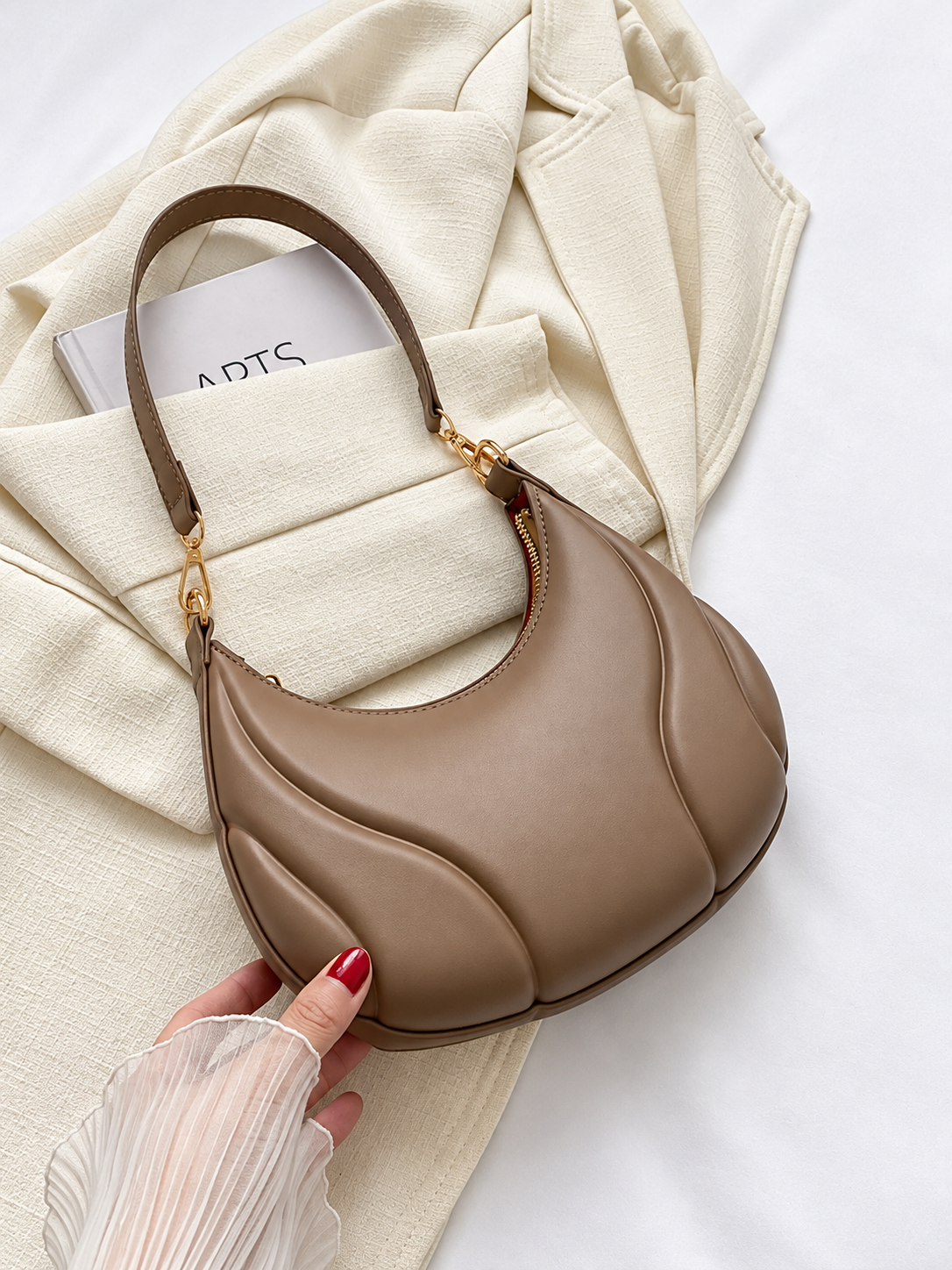 Solid Color Shoulder Bag