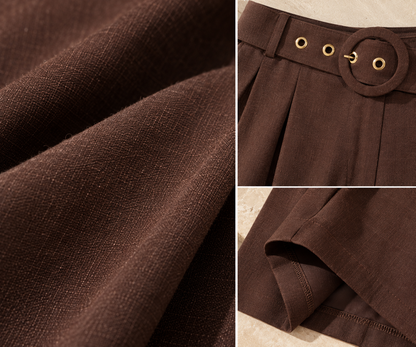 Lapel Collar Blazer and Wide Leg Pants Set