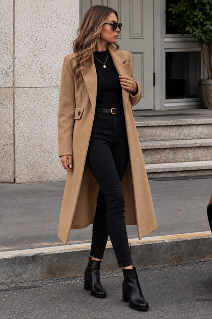 Lapel Collar Longline Coat