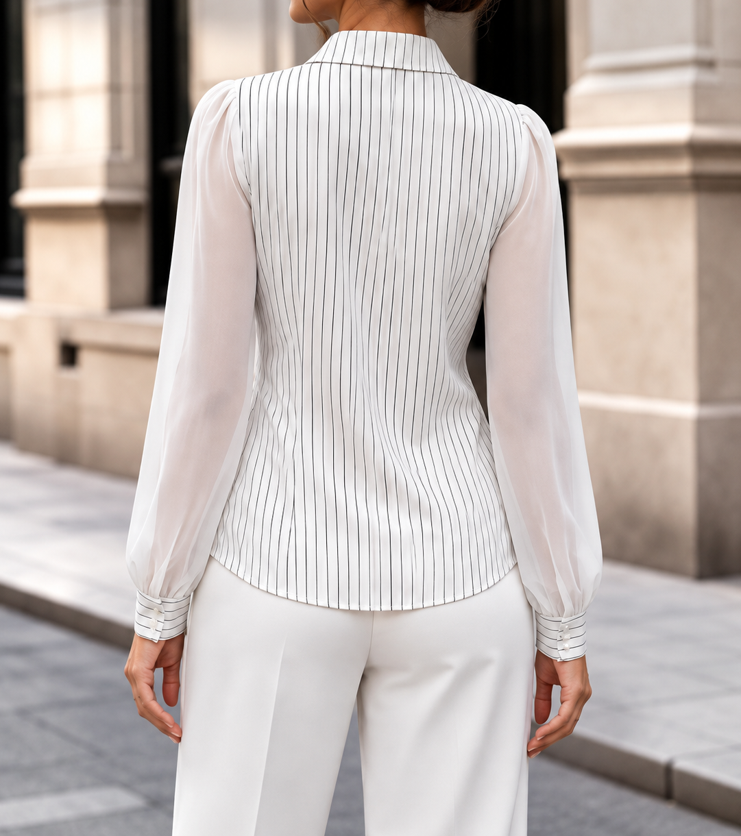 Striped Tie Waist Long Sleeve Shirt