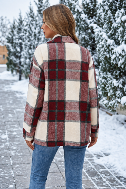 Plaid Button-Up Long Sleeve Shacket